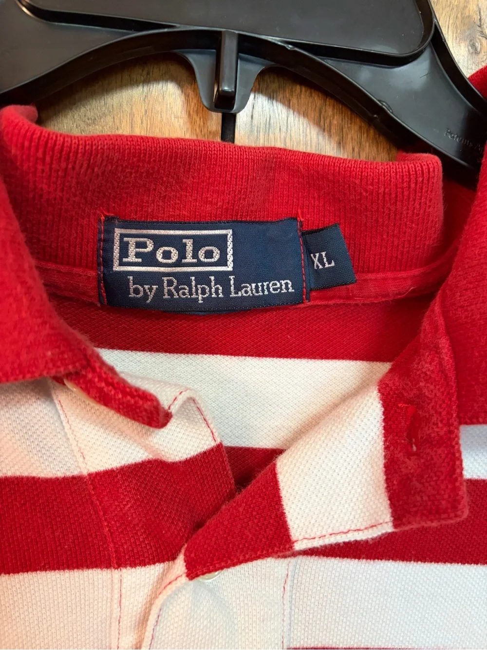 Ralph Lauren Red and White Striped Polo Shirt